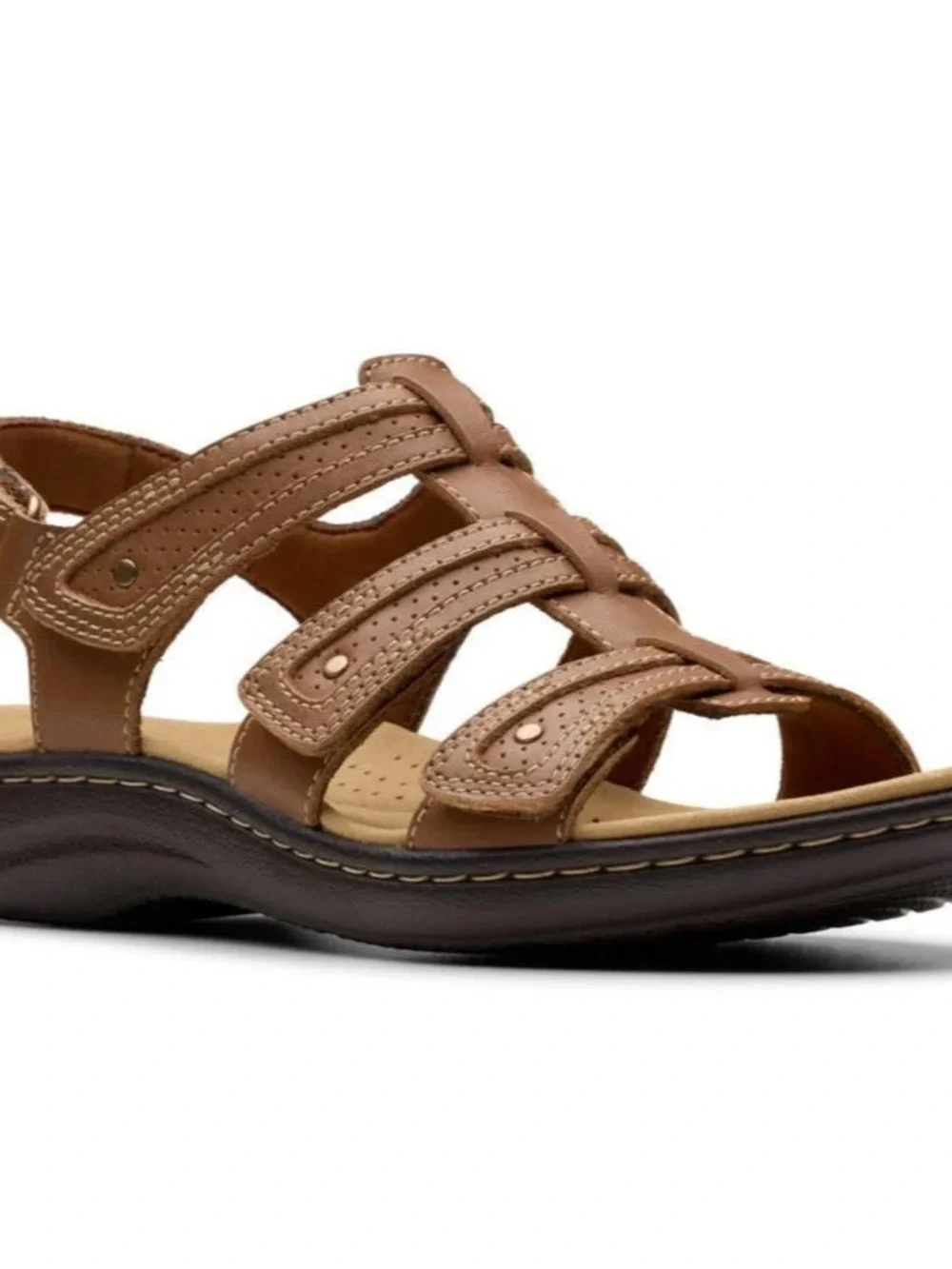 Clarks Brown Leather Strappy Comfort Sandals